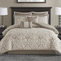 King 6pc selling Paisley Metallic Jacquard Cindy Crawford Tuscan Coral Fusion Bed Set